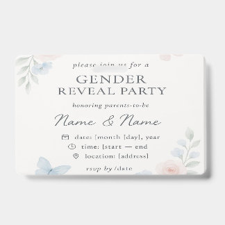 Minimalist Floral Gender Reveal Invitation Badge