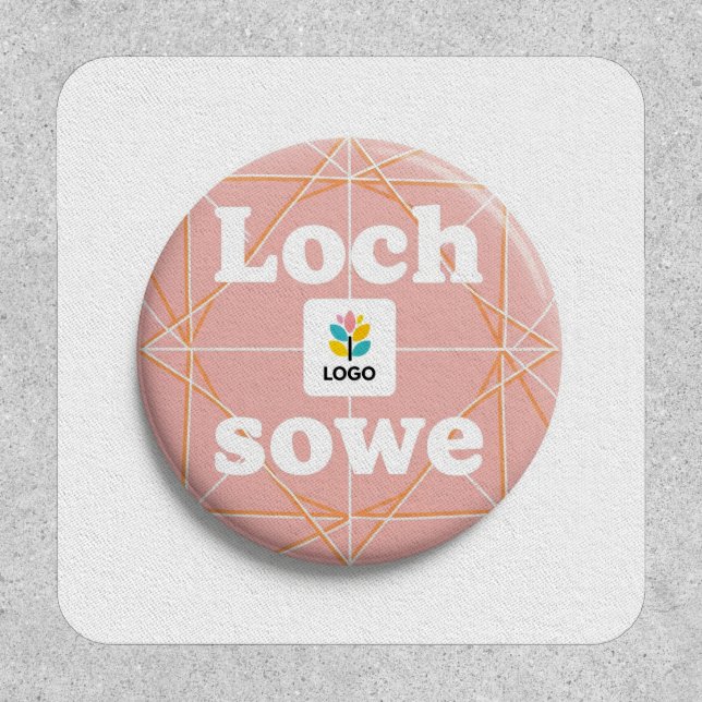 Minimalist Floral Geometric Pink Button Badge (Front)