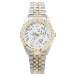 Minimalist Floral Illustration with Pastel Dots – Watch