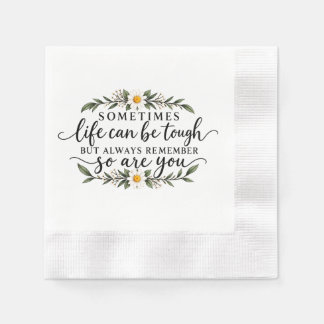 Minimalist Floral Inspirational Quote Design Napkins