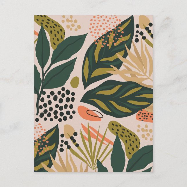 Minimalist floral leaf  holiday postcard (Front)