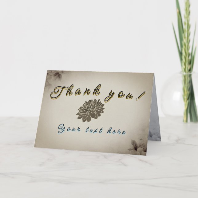Minimalist Floral Letterpress Thank You Card (Front)