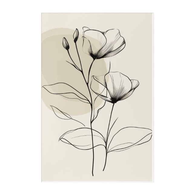 Minimalist Floral Line Abstract Botanical Wall Art (Front)