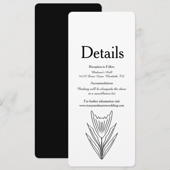 Minimalist Floral Line Art Botany Monochrome Invitation (Front/Back)
