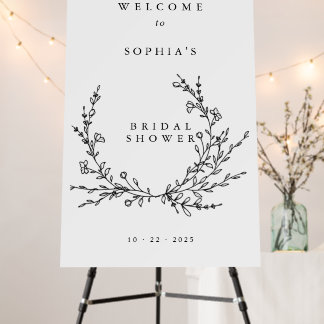 Minimalist Floral Line Art Bridal Shower Foam Board