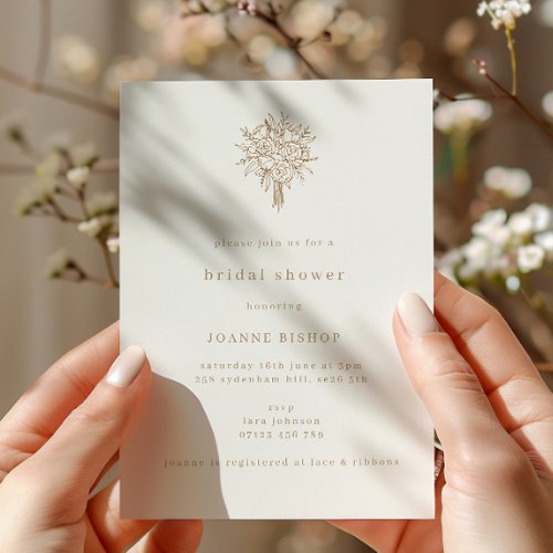 Minimalist Floral Line Art Bridal Shower Invitation