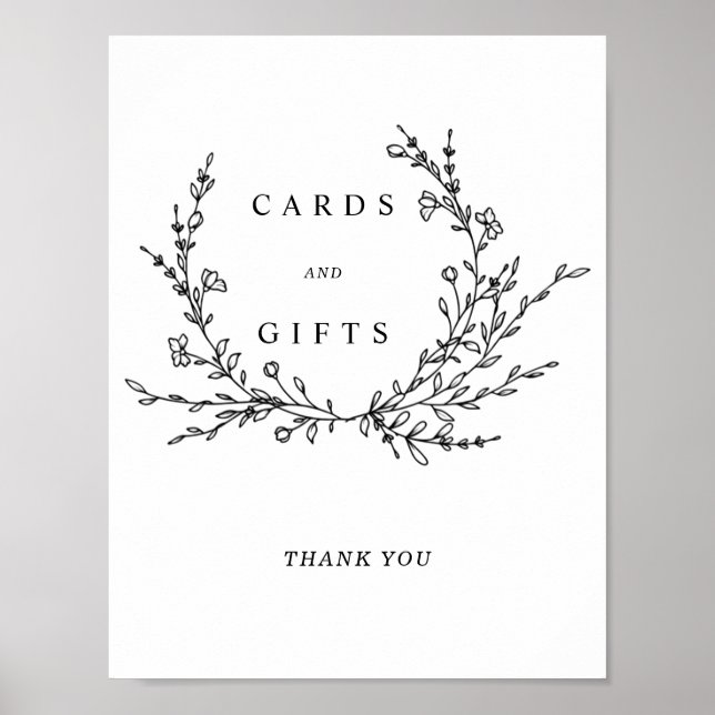 Minimalist Floral Line Art Cards & Gifts Sign (Front)