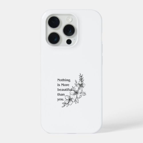 Minimalist Floral Line Art Romantic Quote Slim iPhone 15 Pro Case