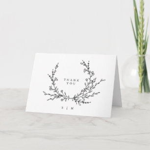 Minimalist Floral Line Art Wedding Folded Thank You Card