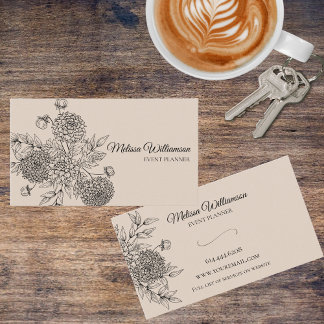 Minimalist Floral Line Illustration Business Card