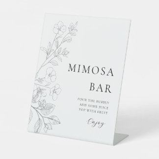 Minimalist Floral Mimosa Bar Sign
