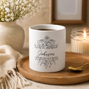 Minimalist Floral Monogram Coffee Mug