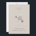 Minimalist Floral Monogram Elegant Simple Neutral Save The Date<br><div class="desc">Can be fully customized to suit your needs >> Background color and fonts can be changed to match your theme. © Gorjo Designs. Made for you via the Zazzle platform. // Looking for matching items? Other stationery from the set available in the ‘collections’ section of my store. // Need help...</div>