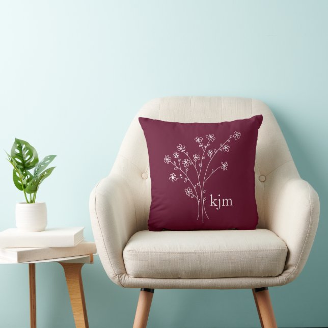 Minimalist Floral Monogram Throw Pillow (Chair)
