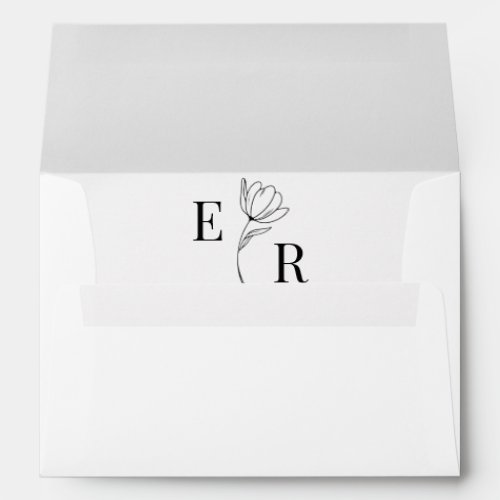 Minimalist Floral Monogram Wedding Envelope
