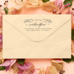 Minimalist Floral Mr & Mrs Wedding Return Address Rubber Stamp<br><div class="desc">This wedding rubber stamp features chic hand-drawn floral corners at the top with "THE FUTURE MR & MRS" curved over the top of your family name displayed in a handwritten script font. Your return address details are shown in a modern minimalist typography. You can customize this design by clicking on...</div>