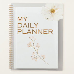 Minimalist Floral "My Daily Planner" Elegant Planner
