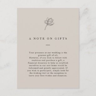 Minimalist Floral Neutral Gifts Wishing Well Enclo Enclosure Card