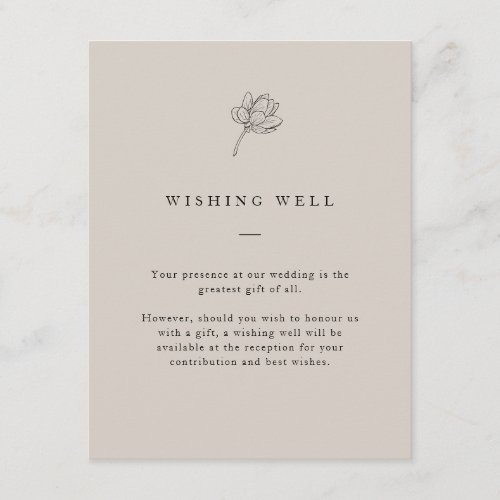Minimalist Floral Neutral Wishing Well  Enclosure Card