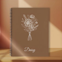 Minimalist Floral Notebook – Personalized Name