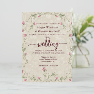 Minimalist floral pastel accent background invitation