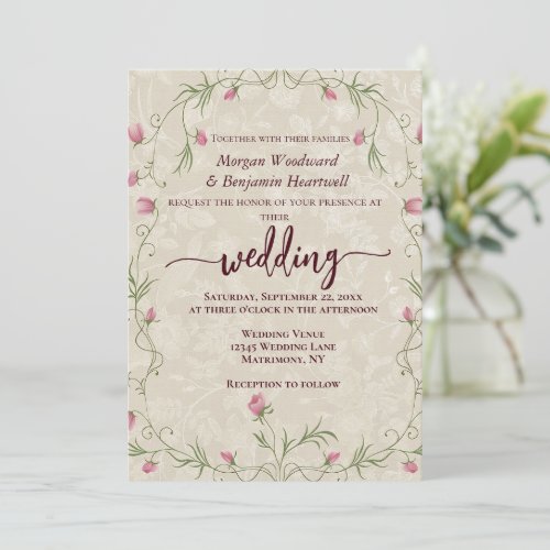 Minimalist floral pastel accent background invitation