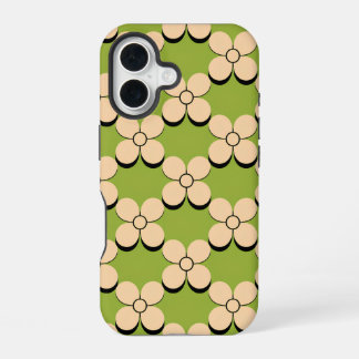 Minimalist Floral Pattern - Cream Petals on Olive  iPhone 16 Case