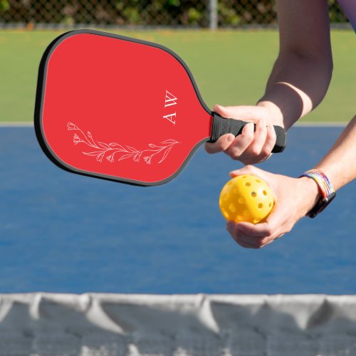 Minimalist Floral pattern with Initials Pickleball Paddle