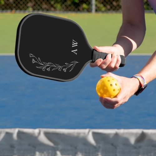 Minimalist Floral pattern with Initials Pickleball Paddle