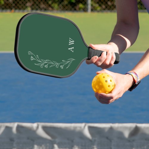Minimalist Floral pattern with Initials Pickleball Paddle