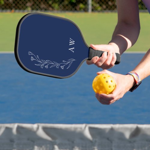 Minimalist Floral pattern with Initials Pickleball Paddle