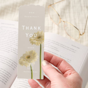Minimalist Floral Photo Thank You Business Grey Bookmarks
