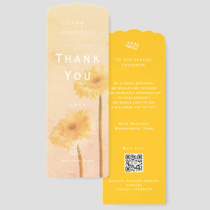 Minimalist Floral Photo Thank You Business Yellow Bookmarks