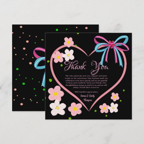 Minimalist Floral Pink & Black Wedding Anniversary
