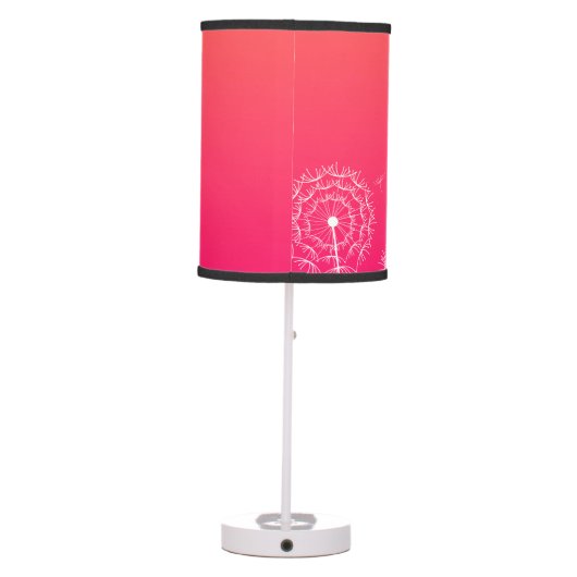 Minimalist Floral Pink White Dandelion Flower Table Lamp (Back)