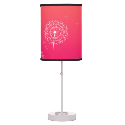 Minimalist Floral Pink White Dandelion Flower  Table Lamp (Front)