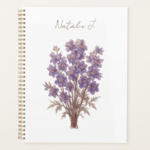 Minimalist Floral Planner, Personalized Larkspur