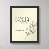 Minimalist Floral Poster - Custom Name and Meaning