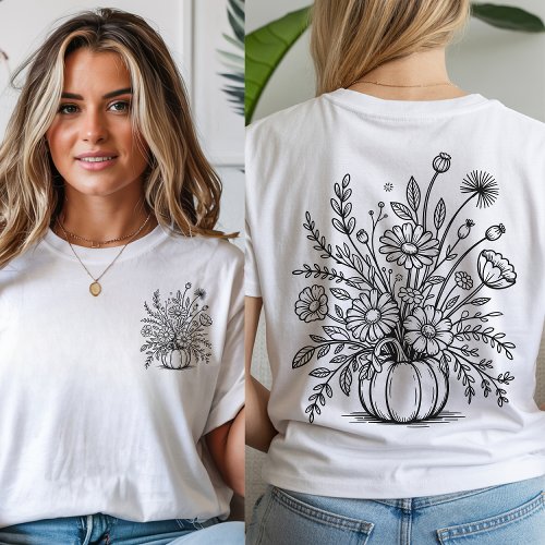 Minimalist Floral Pumpkin Shirt, Fall Vibes Shirt