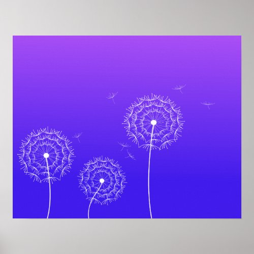 Minimalist Floral Purple White Dandelion Flower  Poster