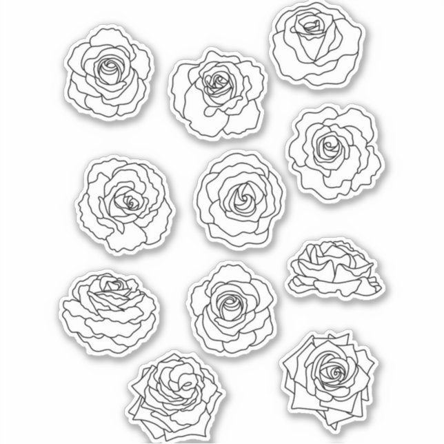 Minimalist Floral Rose Line Art Sticker (Front)