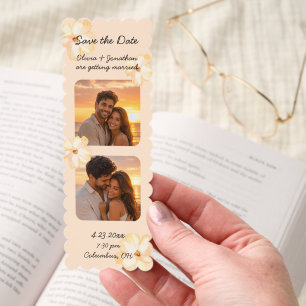Minimalist Floral Save the Date Photo Keepsake Bookmarks
