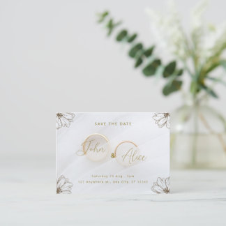 Minimalist Floral Save the Date Wedding Card