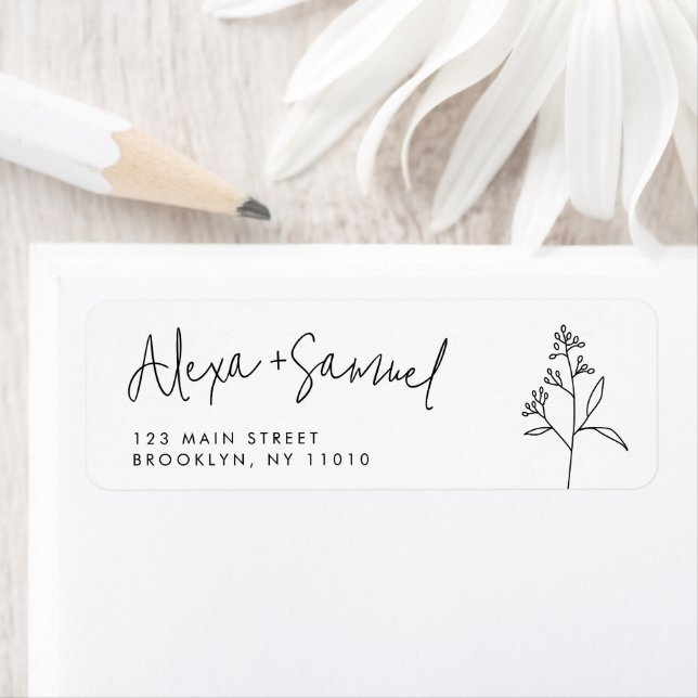 Minimalist Floral Script Return Address Label (Insitu)