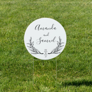 Minimalist floral script Wedding sign