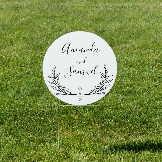 Minimalist floral script Wedding sign (Insitu)