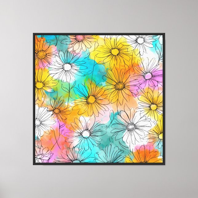 Minimalist Floral Sketch Giclee Canvas Wall Art (Front)