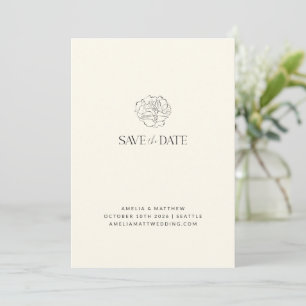 Minimalist Floral Sketch Romantic Ivory Wedding Save The Date