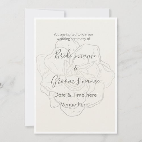 Minimalist Floral Sketch Wedding Invitation