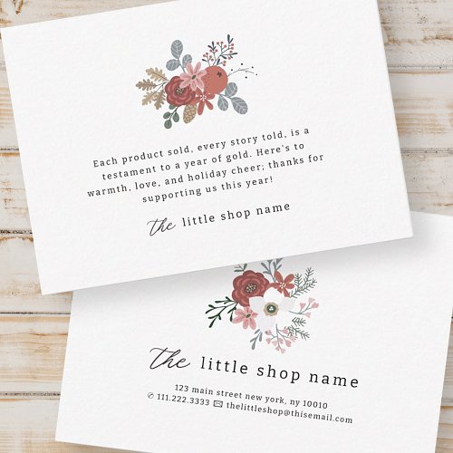 Minimalist Floral Small Business Holiday Thank You Note Card